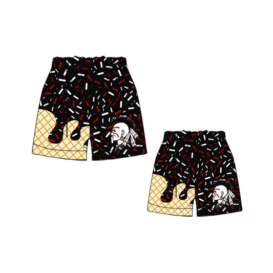 (Custom Design Preorder MOQ 5 Each Design) Team's Shawnee Indians Sprinkles Print Summer Bottom Shorts Mom and Me Matching Clothes