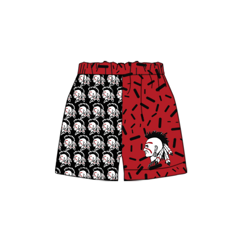 (Custom Design Preorder MOQ 5 Each Item) Team's Indians Sprinkles Print Summer Bottom Shorts Mom and Me Matching Clothes