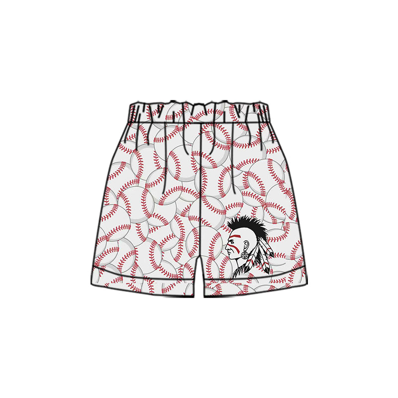 (Custom Design Preorder MOQ 5 Each Design) Team's Indians Baseball Print Summer Bottom Shorts Mom and Me Matching Clothes