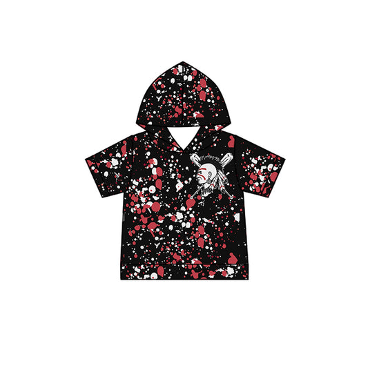 (Custom Design Preorder MOQ 5 Each Item)Team's Indians Baseball Sprinkles Print Short Sleeve Hoodie Top Mom and Me Matching Clothes