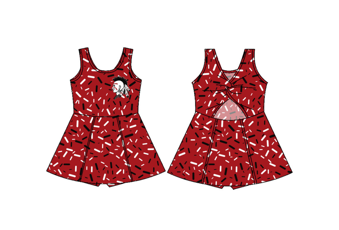 (Custom Design Preorder MOQ 5) Team's Shawnee Indians Print Backless Top Shorts Skirts Girls Summer Yoga Dress