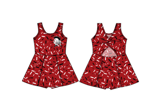 (Custom Design Preorder MOQ 5) Team's Shawnee Indians Print Backless Top Shorts Skirts Girls Summer Yoga Dress
