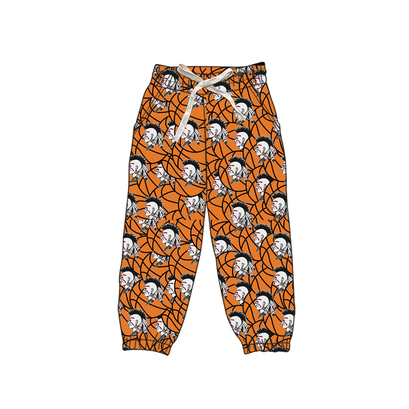 (Custom Design Preorder MOQ 5 Each Design) Team's Indians Basketball Print Joggers Bottom Pants Mom and Me Matching Clothes