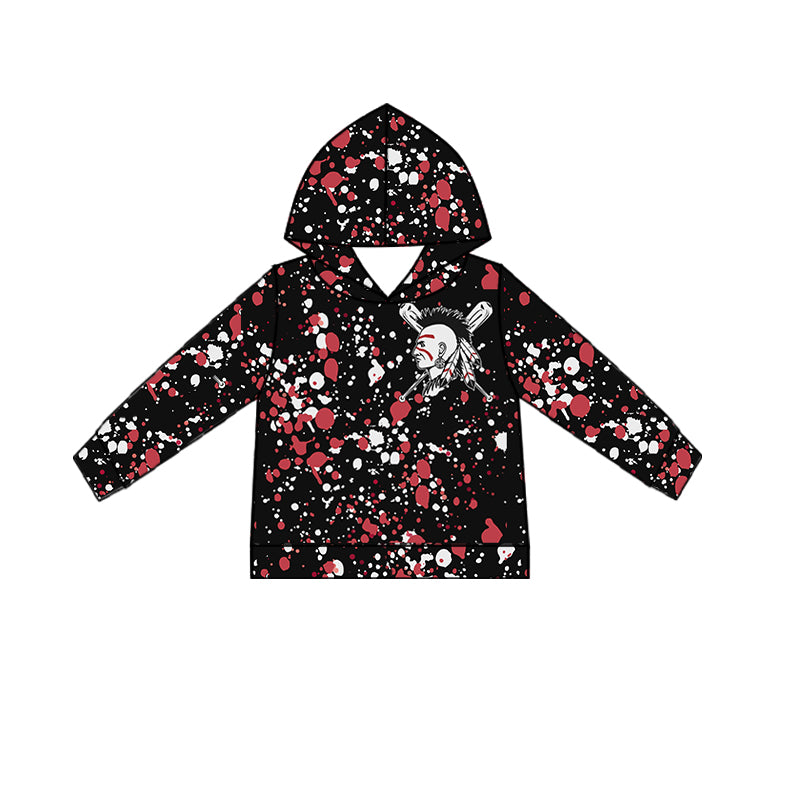 (Custom Design Preorder MOQ 5 Each Item)Team's Indians Baseball Sprinkles Print Hoodie Top Mom and Me Matching Clothes