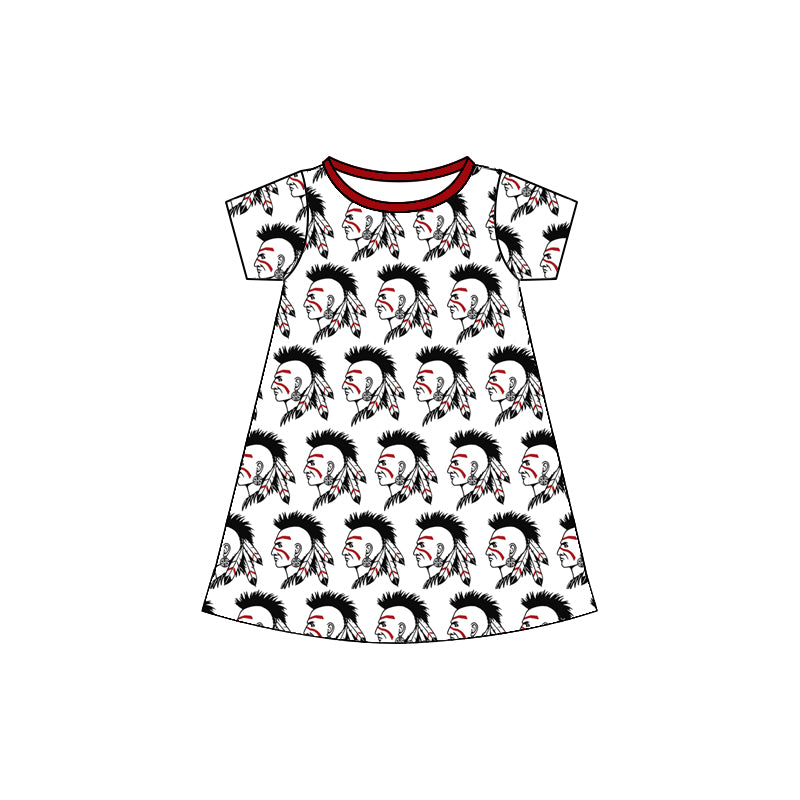 (Custom Design Preorder MOQ 5)Team's Shawnee Indians Print Girls Knee Length Summer Dress
