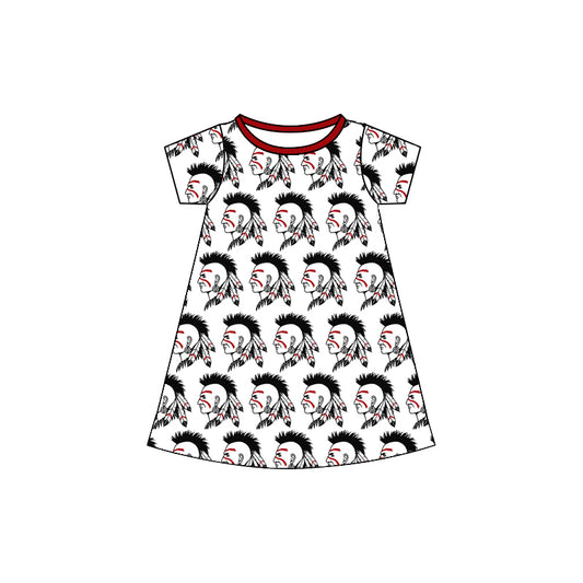 (Custom Design Preorder MOQ 5)Team's Shawnee Indians Print Girls Knee Length Summer Dress