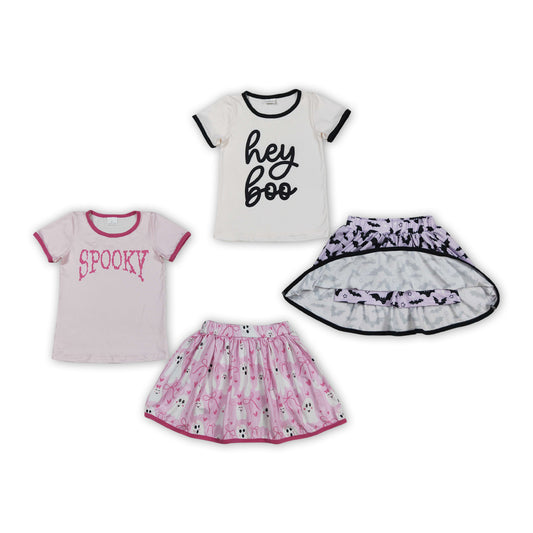 Spooky Hey BOO Top Skirts Shorts Girls Halloween Clothes Sisters Wear