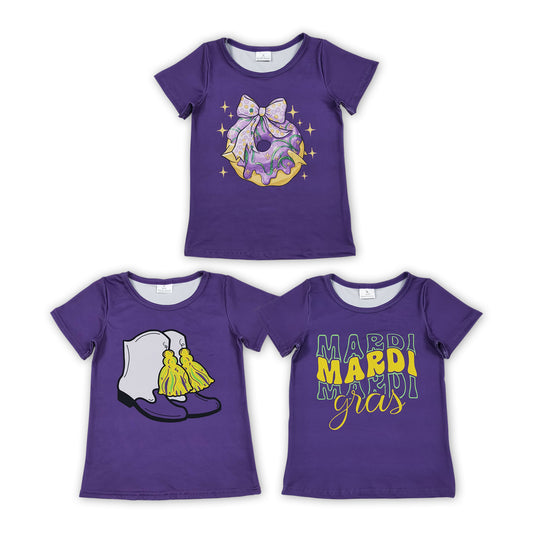 Purple Print Girls Mardi Gras Tee Shirts Top Sisters Wear