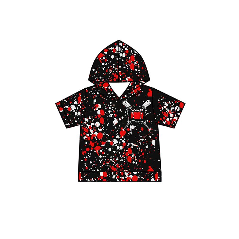 (Custom Design Preorder MOQ 5 Each Item)Team's Spencerville Bearcats Baseball Sprinkles Print Short Sleeve Hoodie Top Mom and Me Matching Clothes