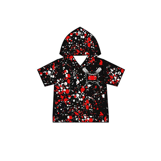 (Custom Design Preorder MOQ 5 Each Item)Team's Spencerville Bearcats Baseball Sprinkles Print Short Sleeve Hoodie Top Mom and Me Matching Clothes