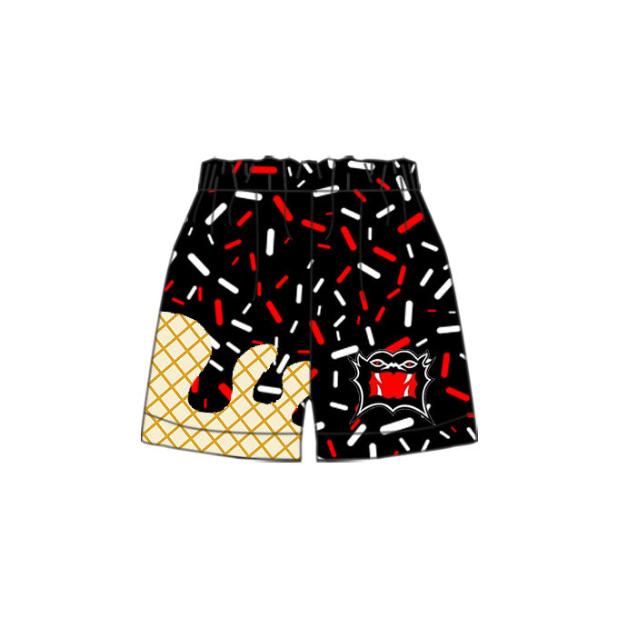 (Custom Design Preorder MOQ 5 Each Design) Team's Spencerville Black Sprinkles Print Summer Bottom Shorts Mom and Me Matching Clothes