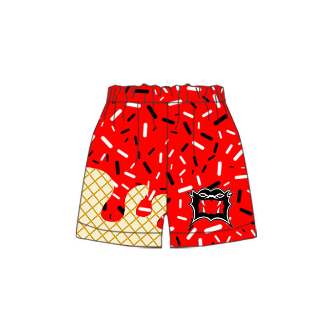 (Custom Design Preorder MOQ 5 Each Design) Team's Spencerville Red Sprinkles Print Summer Bottom Shorts Mom and Me Matching Clothes