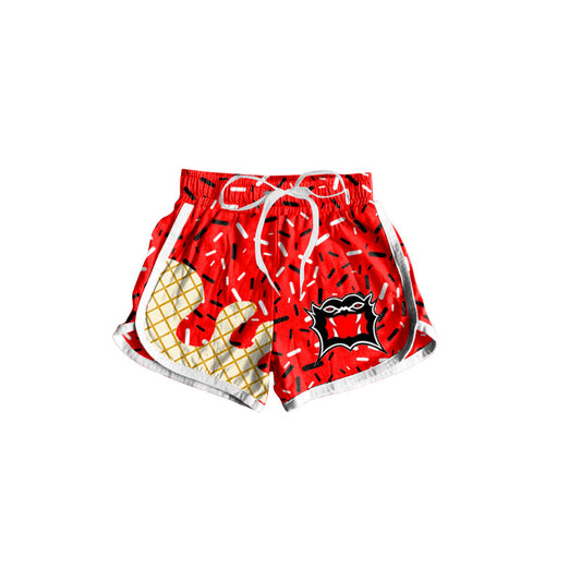 (Custom Design Preorder MOQ 5 Each Design) Team's Spencerville Red Sprinkles Print Summer Bottom Sports Shorts Mom and Me Matching Clothes