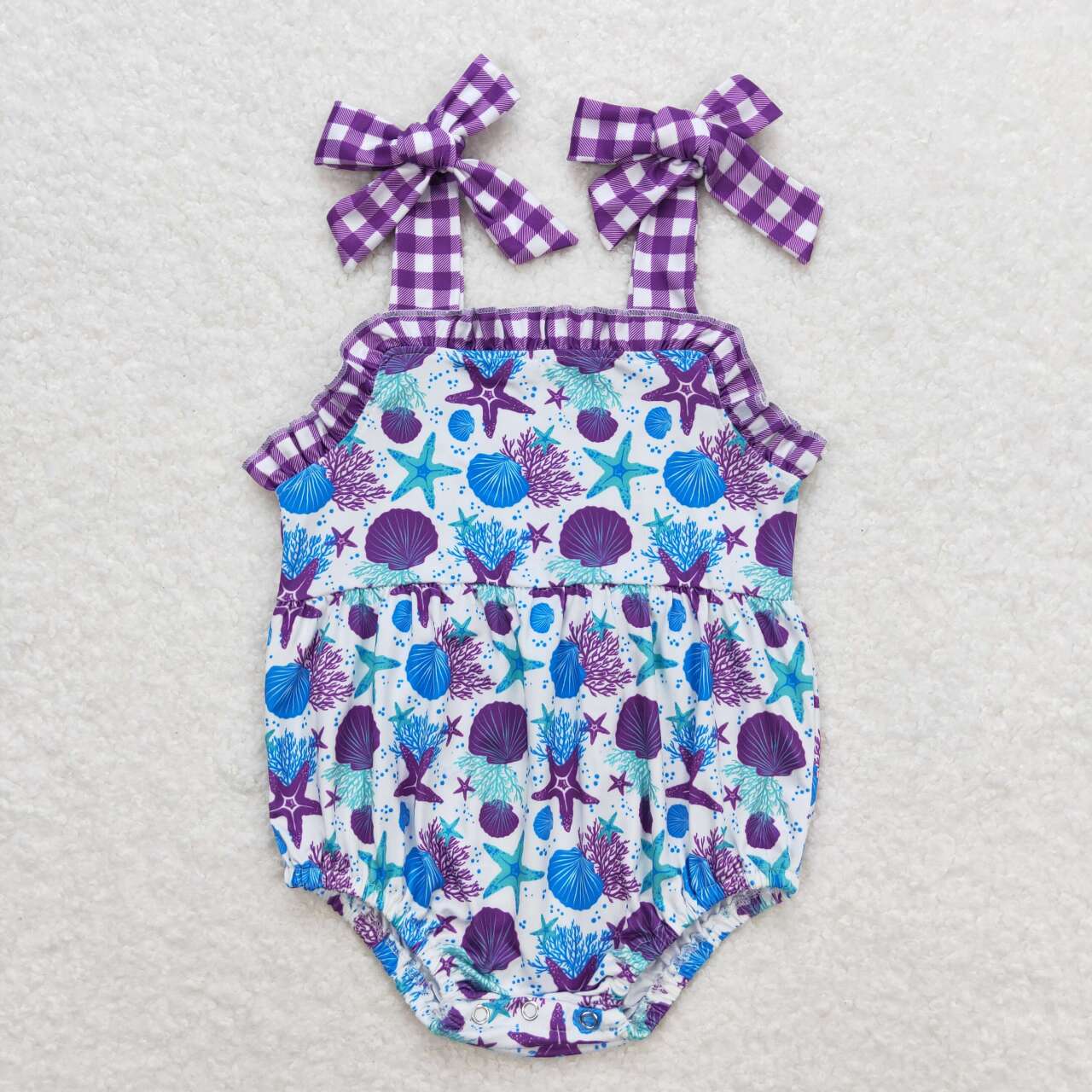 Purple Starfish Shell Print Sisters Summer Matching Clothes