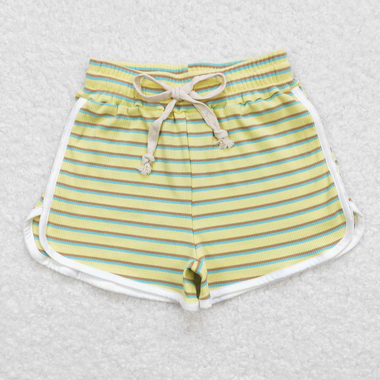 SS0245 Girls Yellow Stripes Summer Cotton Sport Shorts