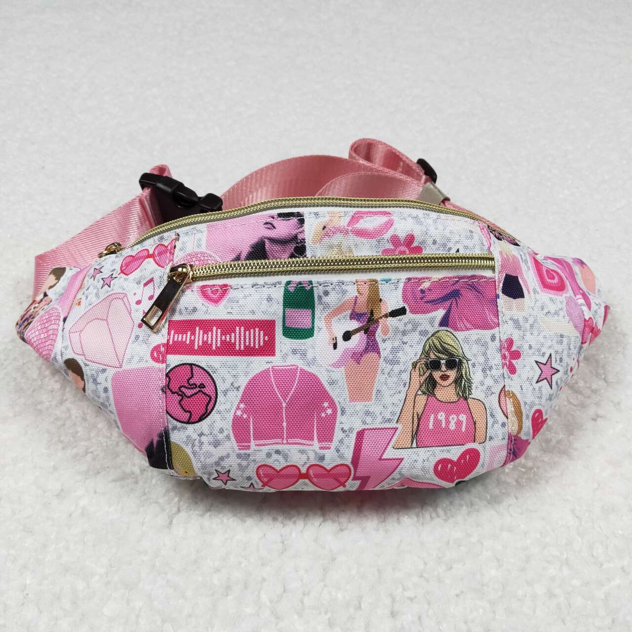 BA0165 Pink Singer Swiftie Print Fanny Pack Bag