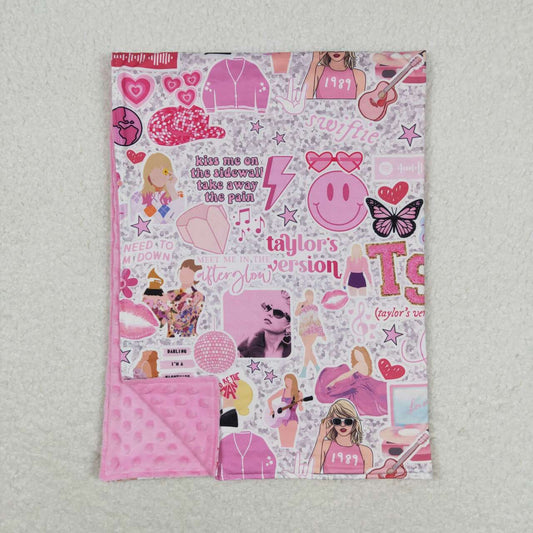 BL0127 Pink Singer Swiftie Print Baby Girls Blanket