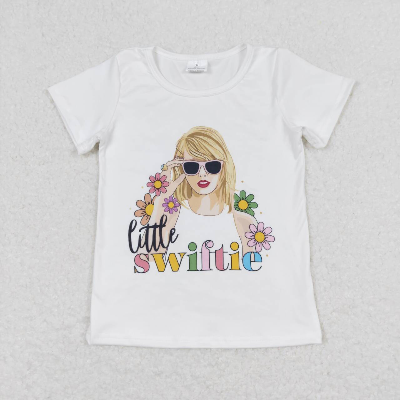 GT0491  Flowers Singer Swiftie Print Girls Summer Tee Shirts Top