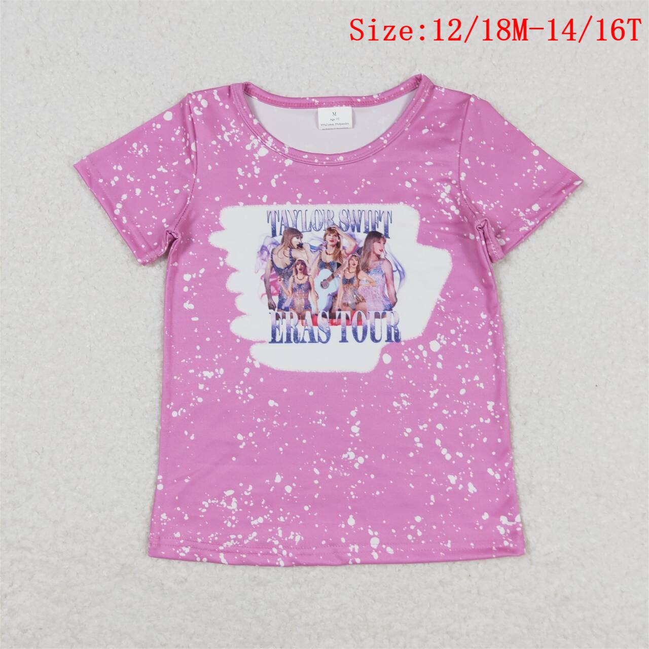 GT0539  Singer Swiftie Purple Print Girls Summer Tee Shirts Top