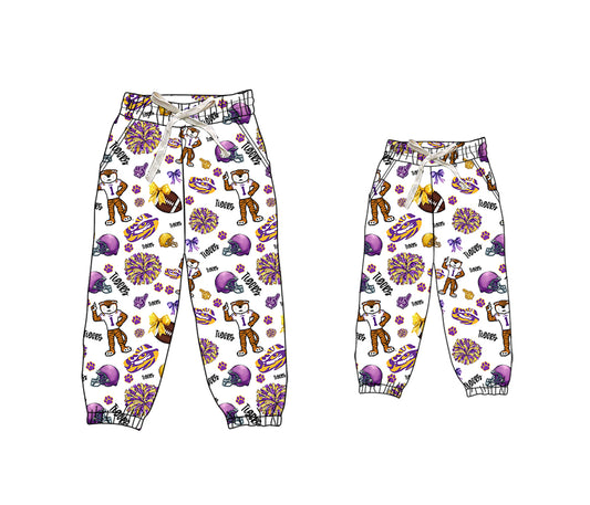 (Custom Design Preorder MOQ 5) Team's Louisiana Tigers Print Kids Joggers Bottom Pants