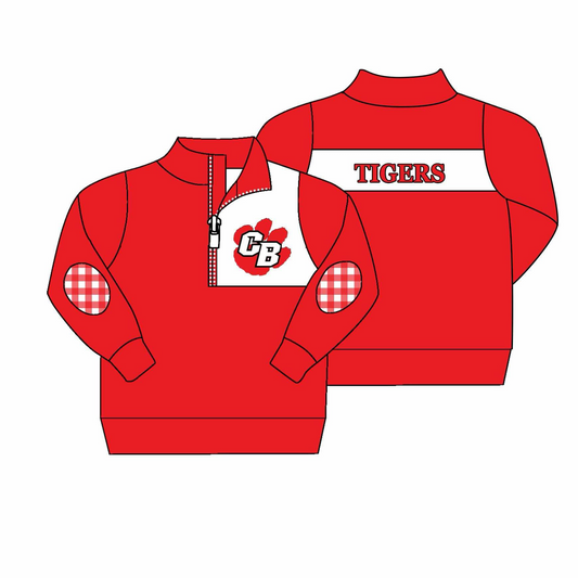 (Custom Design Preorder MOQ 5) Team's GB TIGERS Red Print Boys Pullover Tee Shirts Top