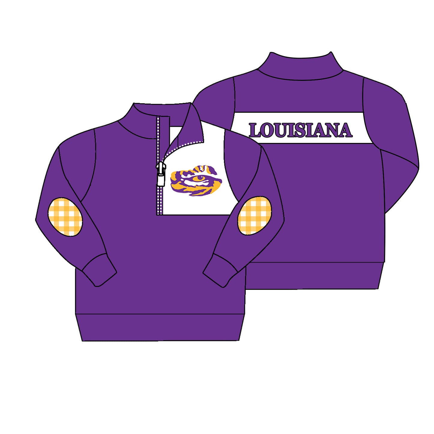 (Custom Design Preorder MOQ 5)  Team's Louisiana Tigers Print Boys Pullover Tee Shirts Top