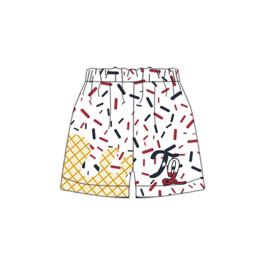 (Custom Design Preorder MOQ 5 Each Item) Team's TR White Sprinkles Print Summer Bottom Shorts Mom and Me Matching Clothes