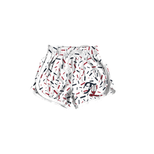 (Custom Design Preorder MOQ 5 Each Item) Team's TR White Sprinkles Print Summer Bottom Sports Shorts Mom and Me Matching Clothes