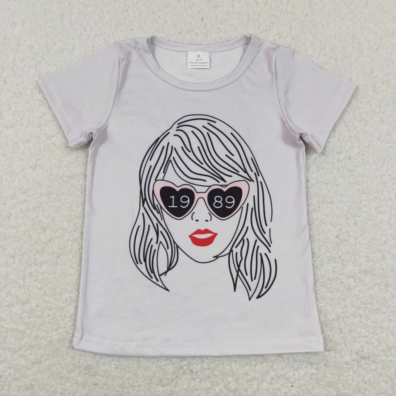 GT0434 Grey Singer Print Girls Tee Shirts Top