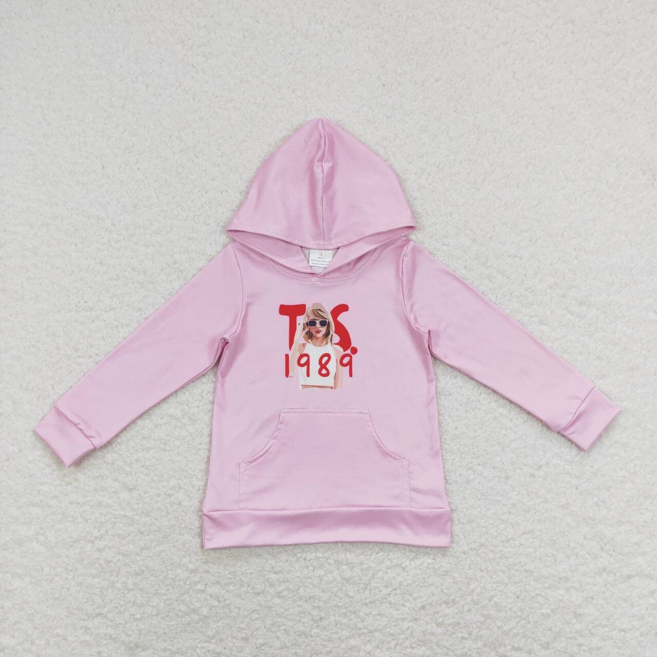 GT0436 Singer Print Pink Girls Hoodie Top