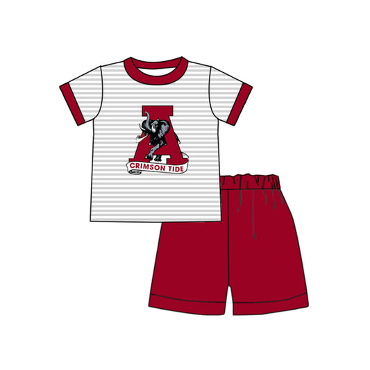 (Custom Design Preorder MOQ 5)  Team's A ROLL TIDE Print Boys Summer Clothes Set