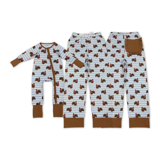 Turkey Print Family Thanksgiving Pajamas Matching Clothes