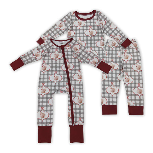Turky Plaid Print Girls Thanksgiving Pajamas Clothes Sisters Matching Wear