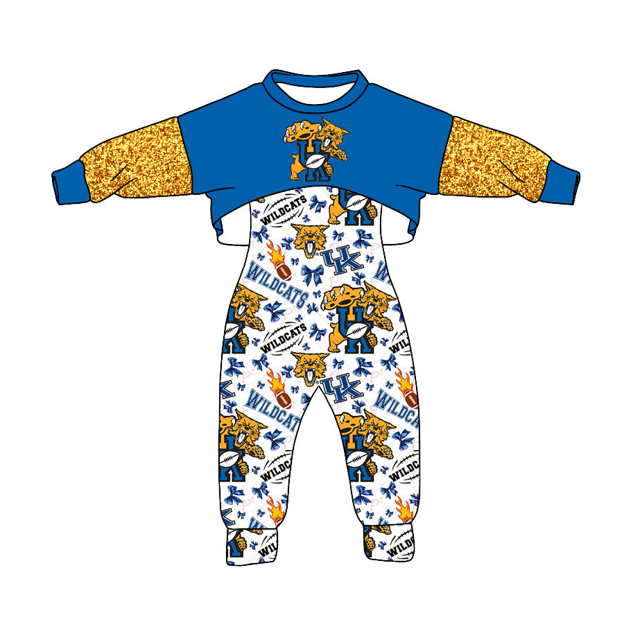 (Custom Design Preorder MOQ 5) Team's UK Print Jumpsuits Girls Fall Clothes Set