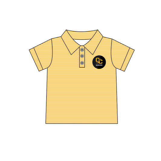 (Custom Design Preorder MOQ 5) Team's WARRIORS Yellow Stripes Print Boys Summer Polo Tee Shirts Top