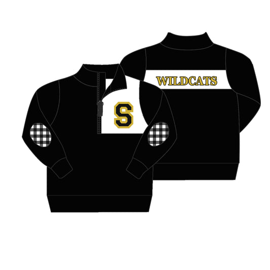 (Custom Design Preorder MOQ 5) Team's WILDCATS Black Print Boys Pullover Tee Shirts Top