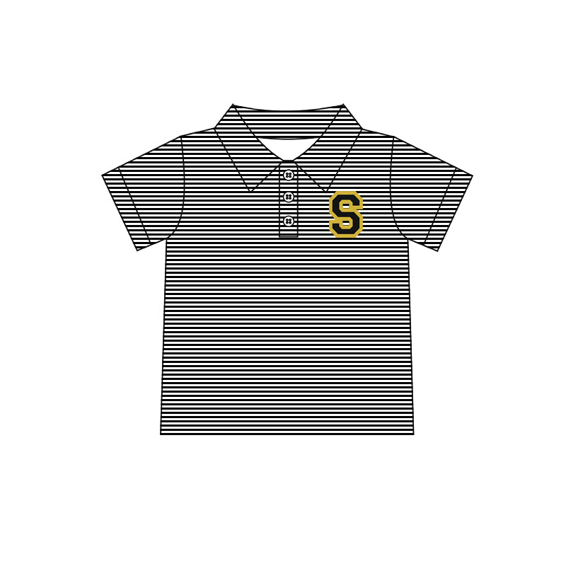(Custom Design Preorder MOQ 5) Team's S WILDCATS Black Stripes Print Boys Summer Polo Tee Shirts Top