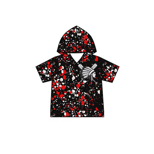 (Custom Design Preorder MOQ 5 Each Item)Team's Wapakoneta Baseball Sprinkles Print Short Sleeve Hoodie Top Mom and Me Matching Clothes