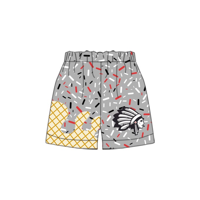 (Custom Design Preorder MOQ 5 Each Design) Team's Wapakoneta Grey Sprinkles Print Summer Bottom Shorts Mom and Me Matching Clothes