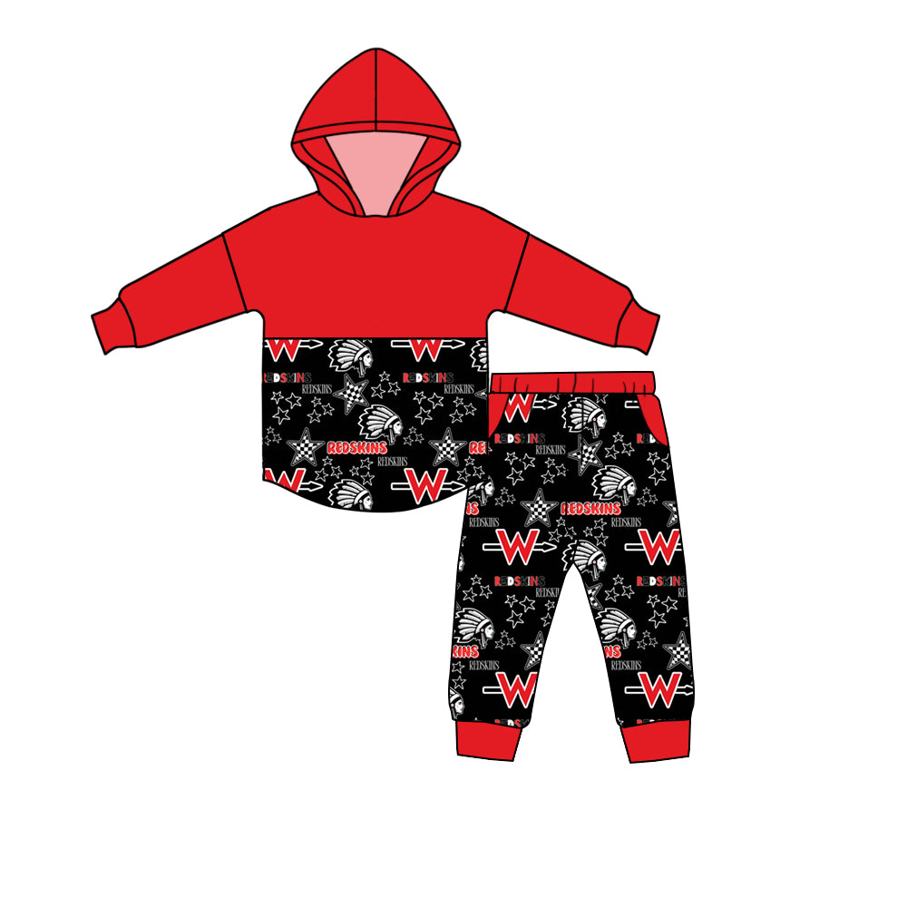 (Custom Design Preorder MOQ 5) Team's Wapakoneta Hoodie Top Pockets Pants Kids Clothes Set