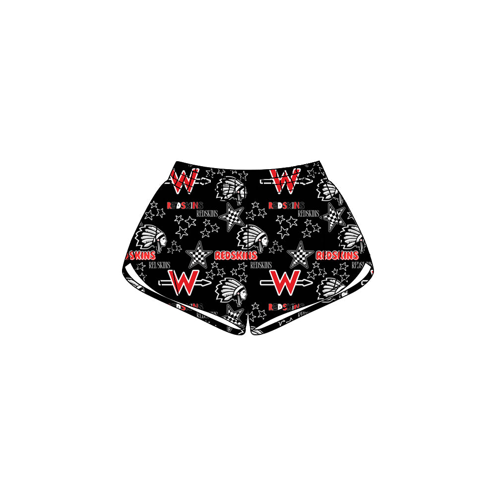 (Custom Design Preorder MOQ 5 Each Item) Team's Wapakoneta Print Zipper Pockets Summer Bottom Shorts Mom and Me Matching Clothes