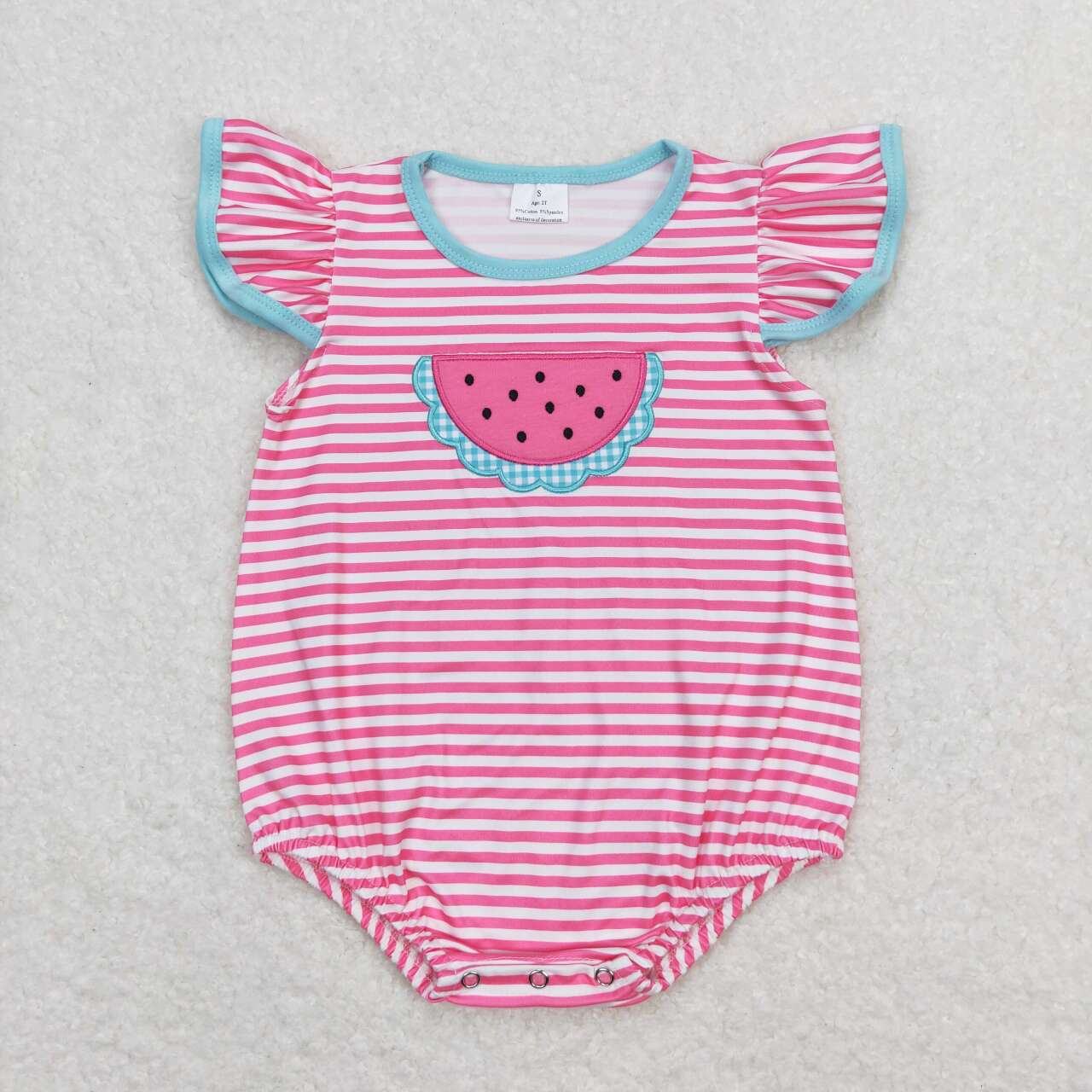 Watermelon Embroidery Pink Stripes Print Sisters Summer Matching Clothes