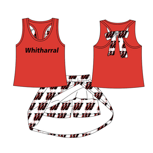 (Custom Design Preorder MOQ 5) Team's Whitharral Top Skirts Shorts Girls Summer Clothes Set