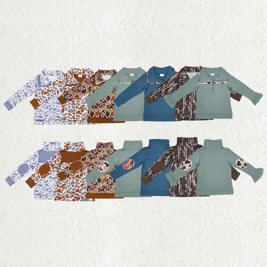 Camo Print Boys Zipper Pullover Top Brothers Wear