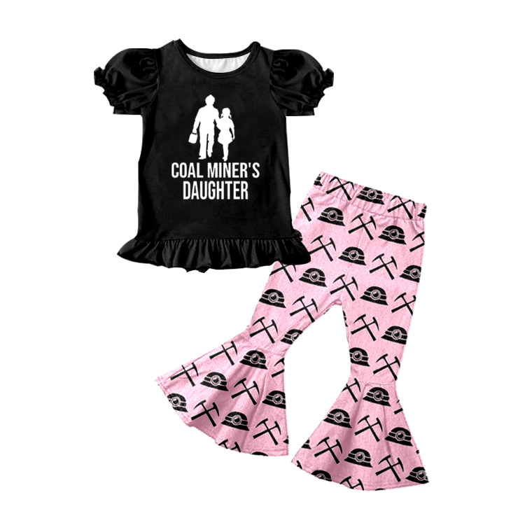 (Custom Design Preorder MOQ 5) Coal Miner's Daughter Top Bell Pants Girls Clothes Set