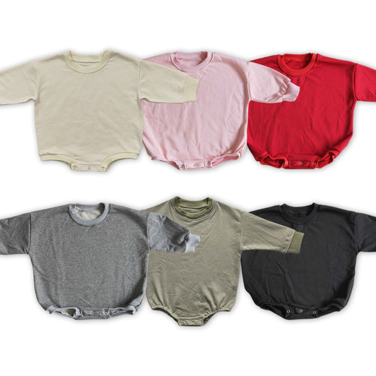 6 Colors Cotton Long Sleeve Baby Sweatshirt 0-4T Romper