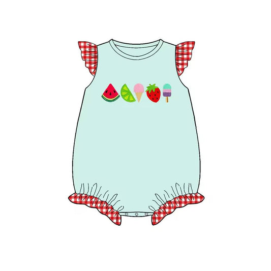 (Custom Design Preorder MOQ 5) Fruits Print Baby Girls Summer Romper