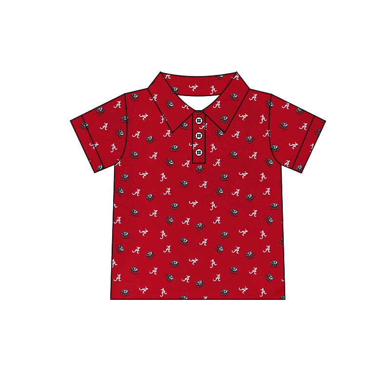 (Custom Design Preorder MOQ 5 Each Item) Team's Alabama Print Short Sleeve Polo Top Daddy and Me Matching Clothes
