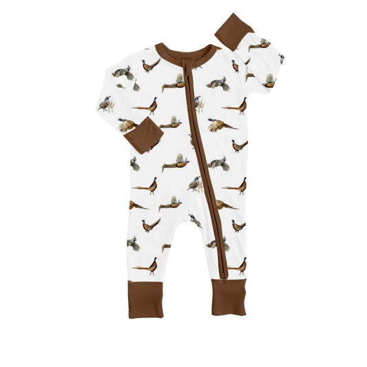 (Custom Design Preorder MOQ 5) Wild Chicken Print Baby Summer Zipper Romper