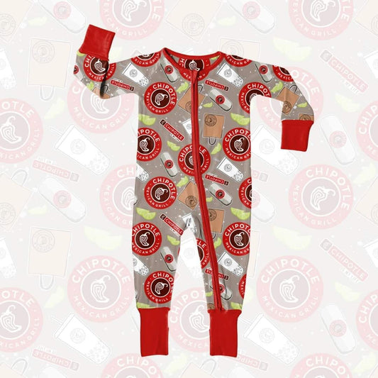 (Custom Design Preorder MOQ 5) Shopping Coffee Print Baby Sleeper Zipper Romper